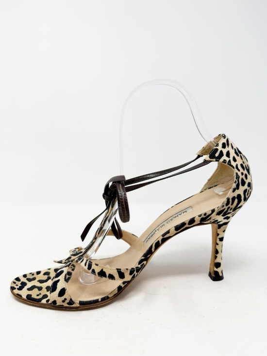 Manolo Blahnik Leopard Print Strappy Stiletto Heels Womens Size EU 39 - Picture 6 of 10